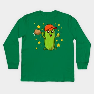 Pickleball Pickle Cute Kids Kids Long Sleeve T-Shirt